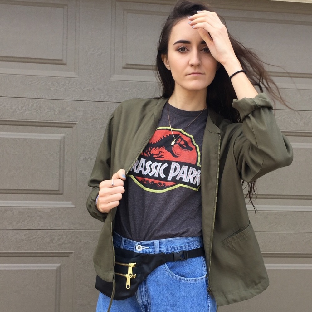 Olive Green Bomber Zip up Jacket